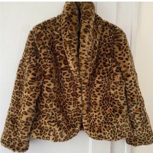 Lucky Brand Leopard Print Teddy Jacket